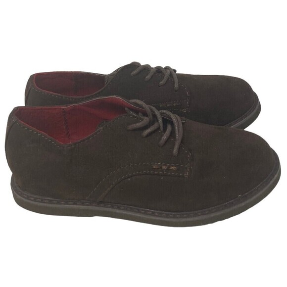 NEW Cole Haan Lil Shane Boys Size 12 US Cognac Brown Faux Suede Oxfords 30 EU - Picture 1 of 9